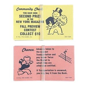 Monopoly New York City Edition Chance Community Chest Cards 1996 USAopoly